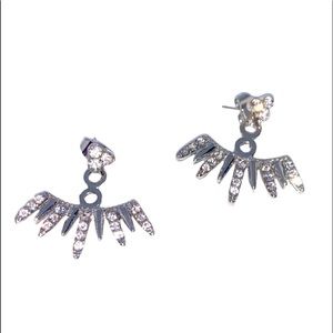 New Bat Winged Sterling Silver Crystal Dangle Stud Earrings